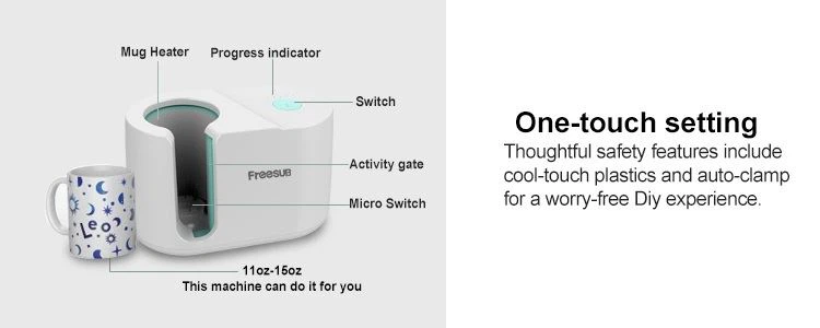 one touch setting of mug press for sale